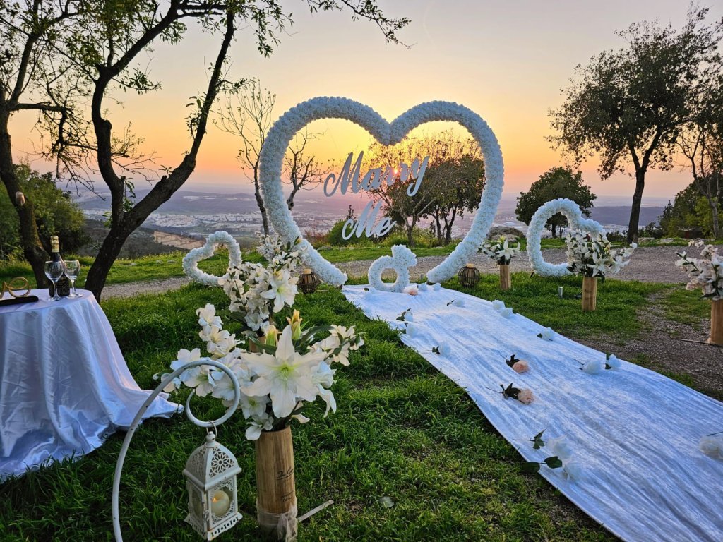 Décor de demande en mariage en plein air